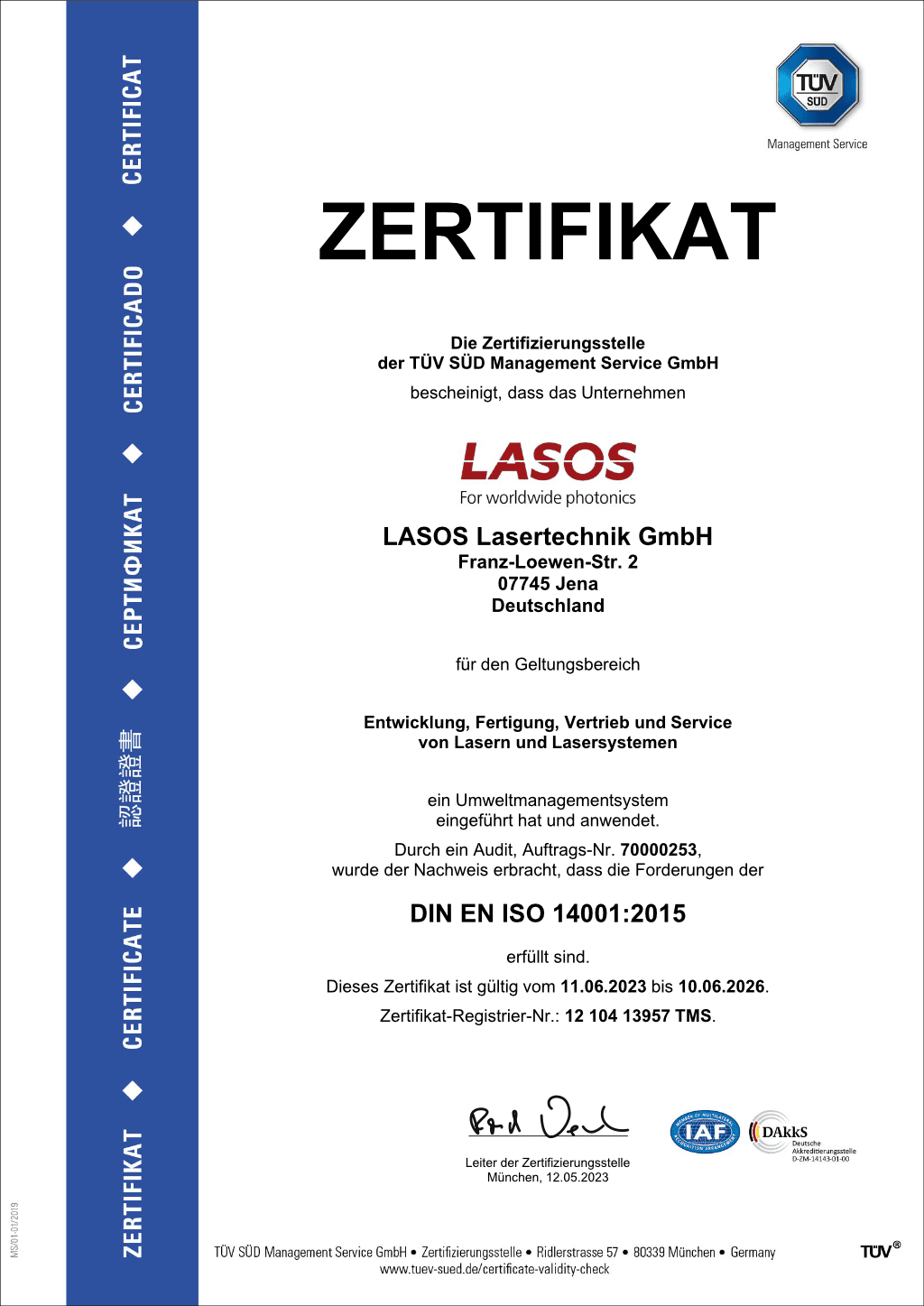 Iso 14001 Zertifikat